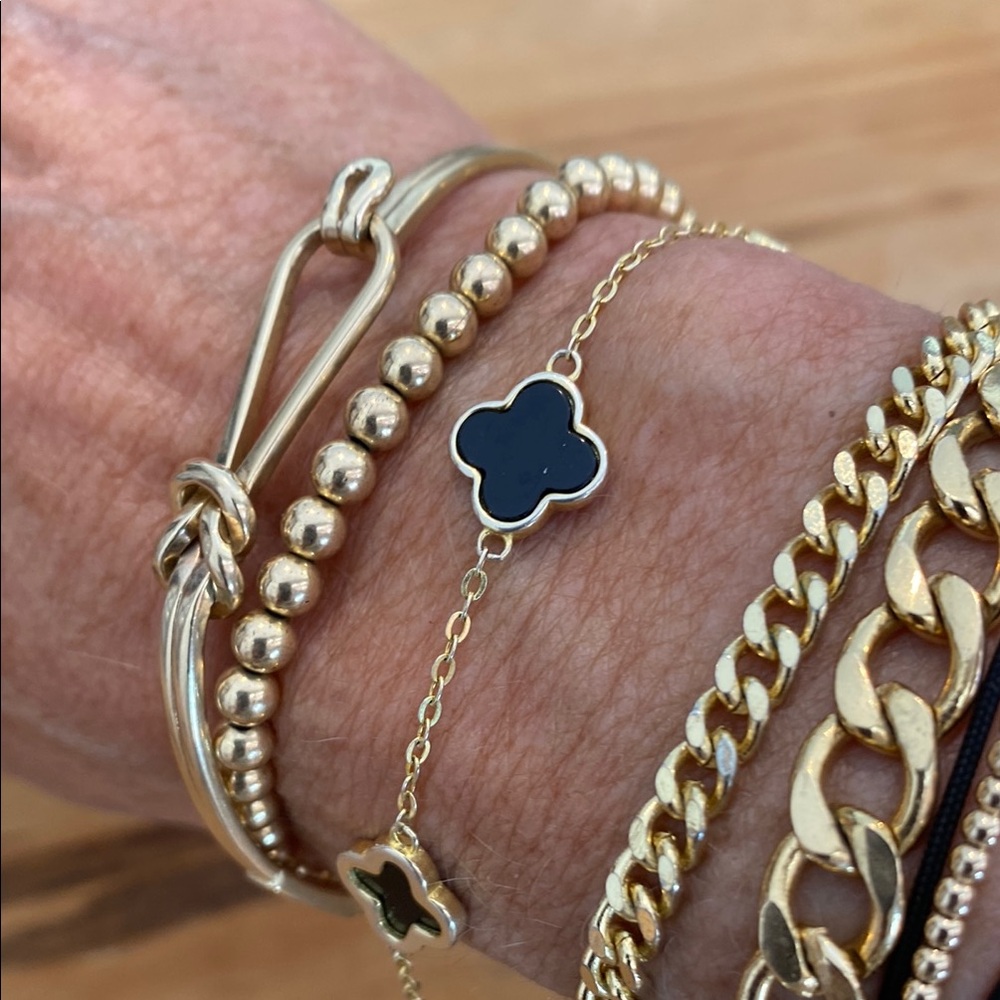 NEW! Gold and Black Clover Bracelet